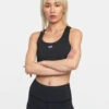RVCA VA ESSENTIAL MID SUPPORT BRA(EX) -Ocean Outfit Shop avjkt00206 rvca2Cw blk frt1 24190.1694015918